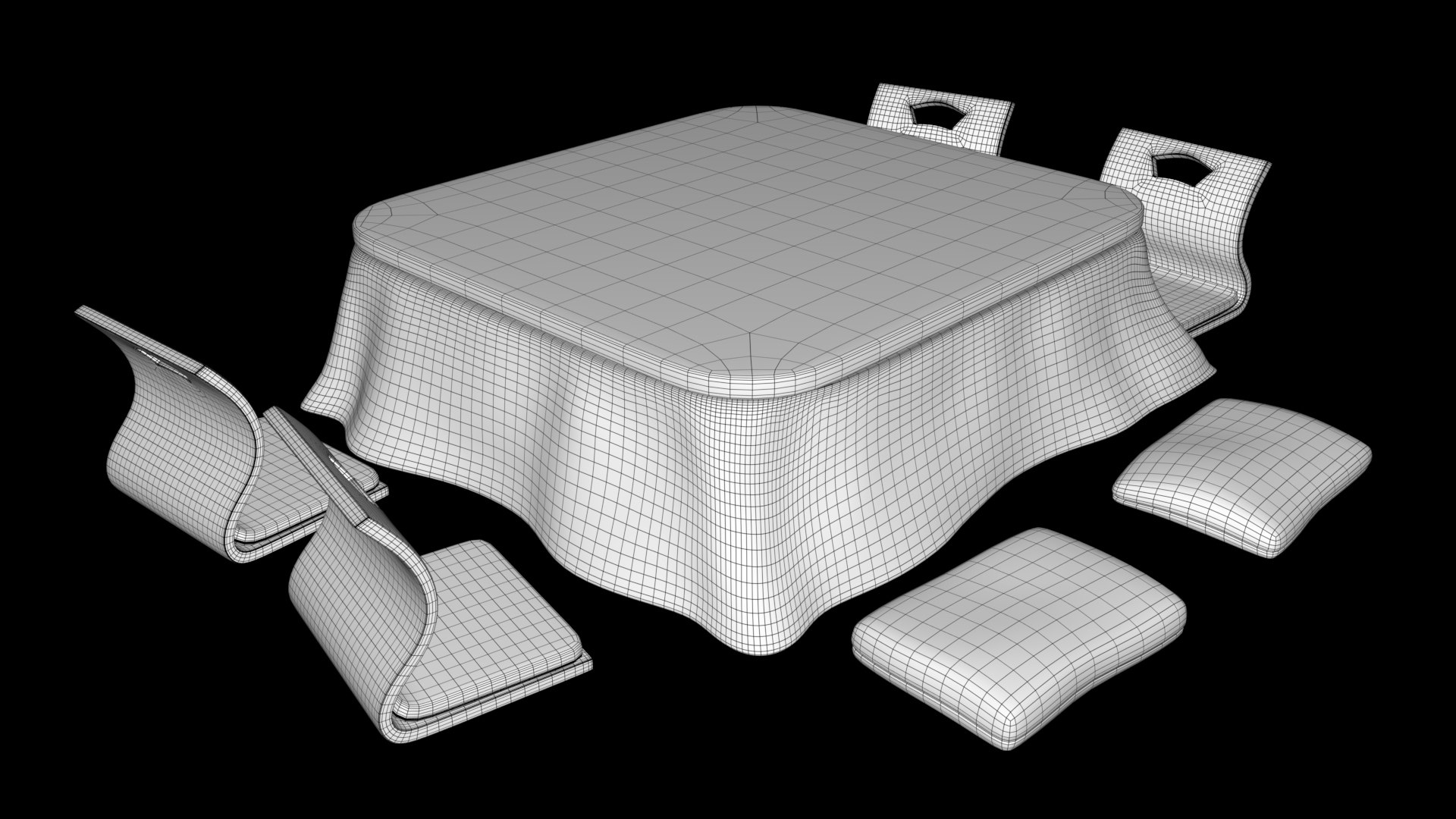 3D Stylised Dining Table Set - TurboSquid 1757366