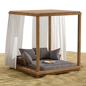 3D Beach umbrella and chaise longue set 8