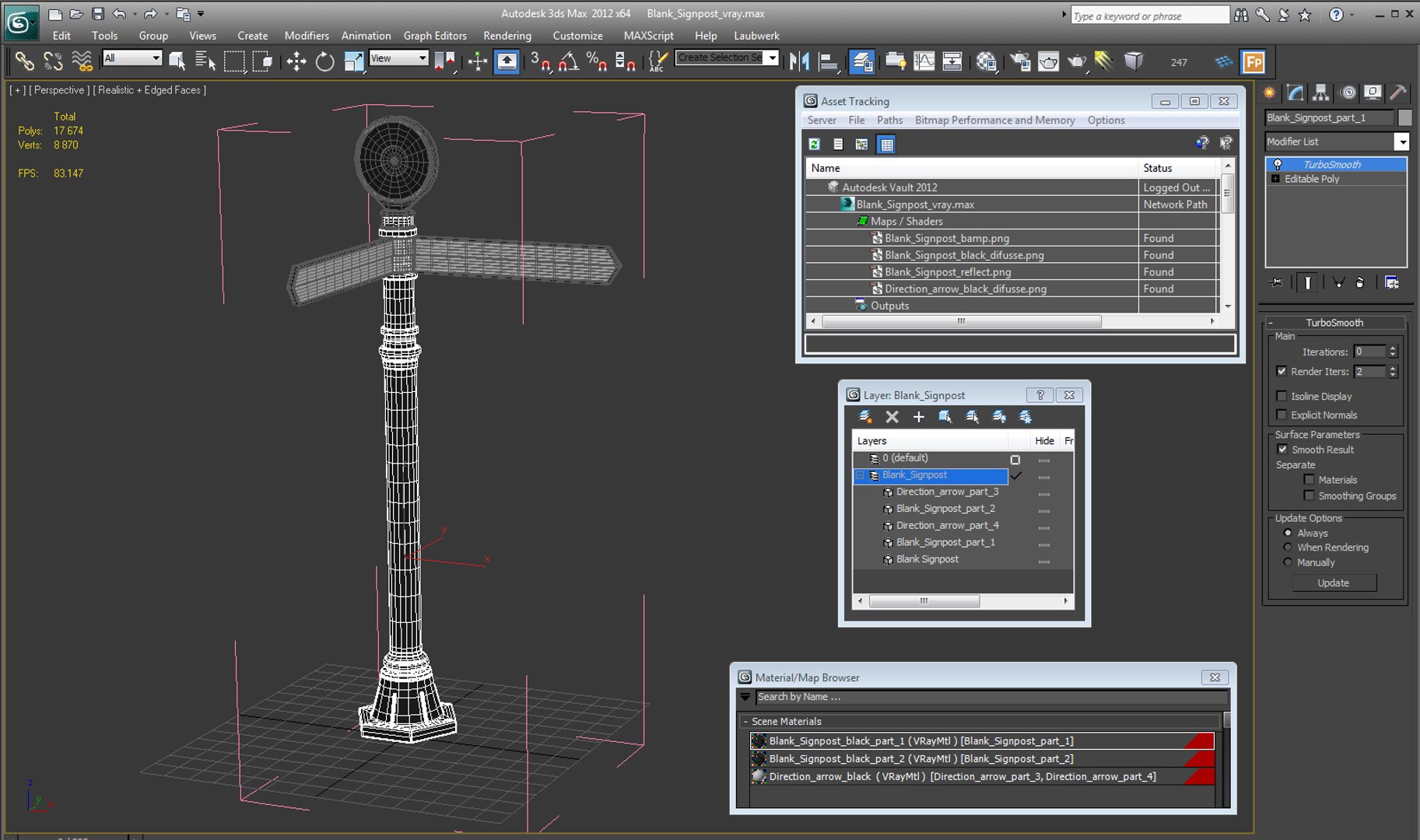 3D Blank Signpost Model - TurboSquid 1235502