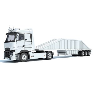3D Truck with Bottom Dump Trailer model