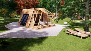 modern glamping pod house 3D