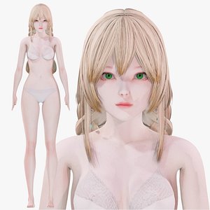 Lingerie clothes 0002 - UE5 - Unity - Blender - Animated - Realistic Female Character
