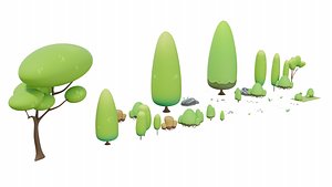 3D model 3D Cartoon Tree Pack Set