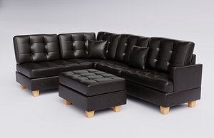Tufted L-Shaped Leather Sofa 02