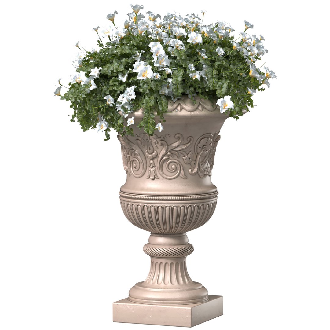 3D White flowers in a classic vase for decorating the facade model https://p.turbosquid.com/ts-thumb/76/XFVTyp/De/ff3/jpg/1691924733/1920x1080/fit_q87/afbe695adaf4ea7033d8ad151424cf0c41dd3a3c/ff3.jpg
