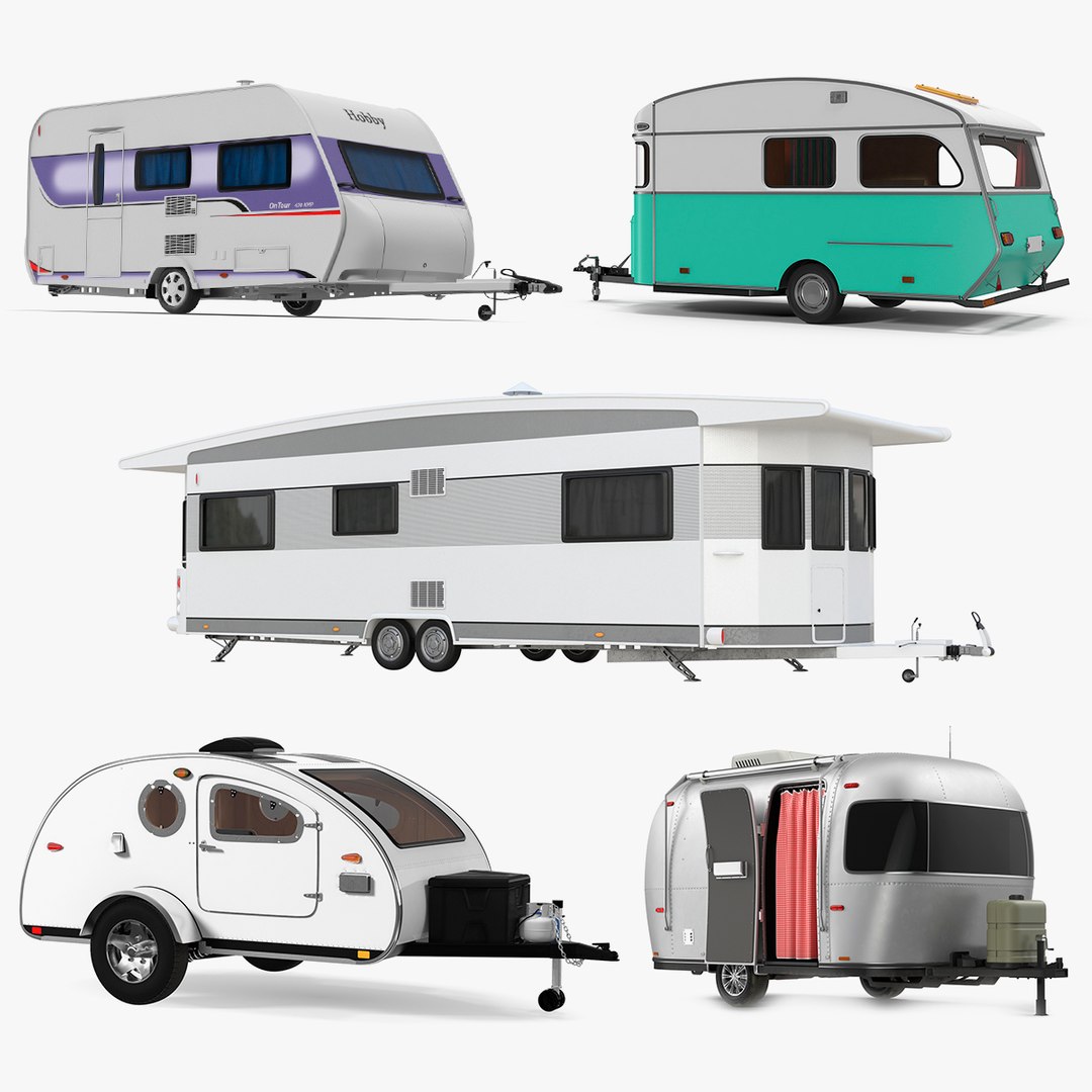Rigged Caravans Collection 4 3D model preview