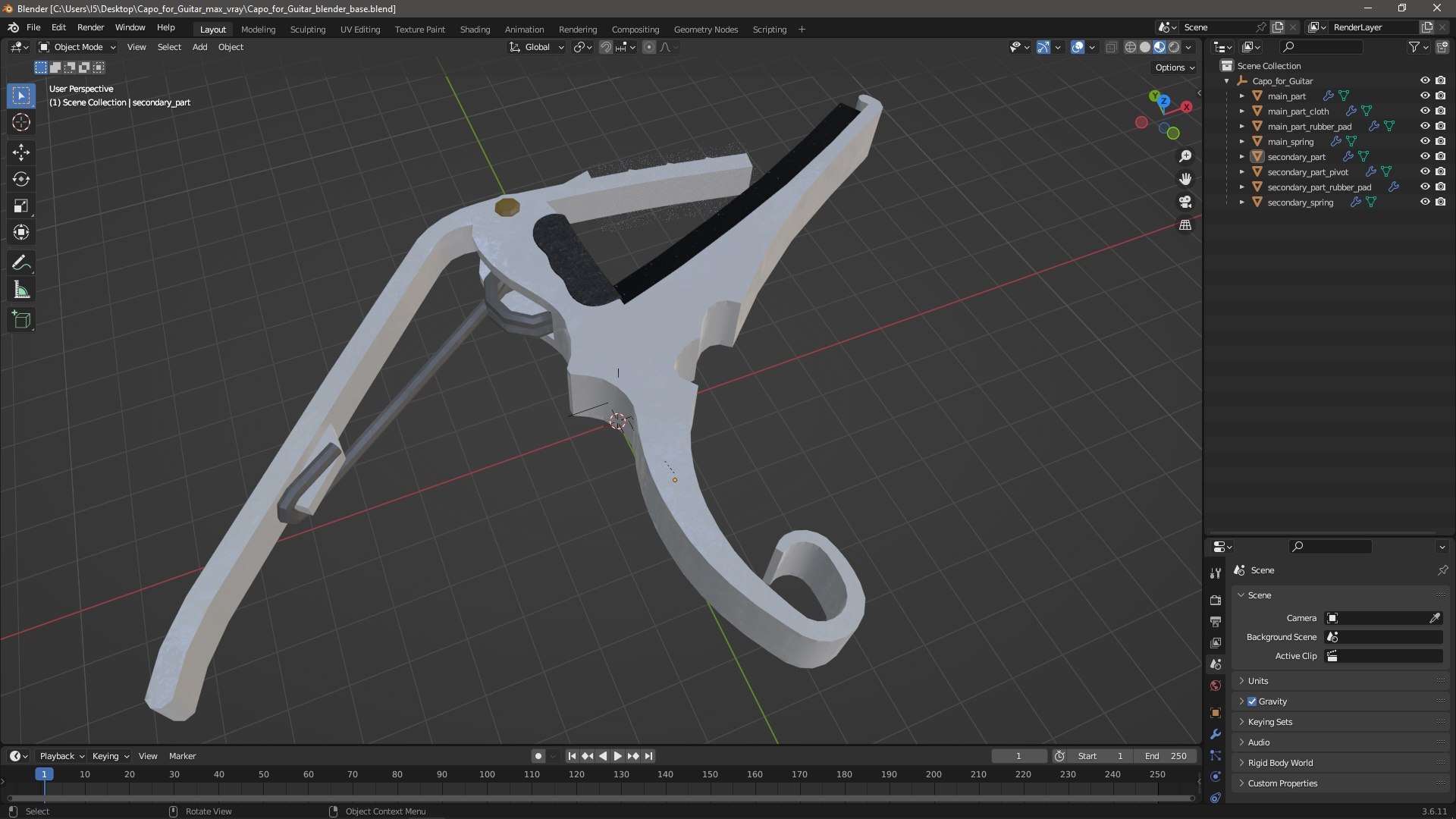 Capo For Guitar 3D Model - TurboSquid 2302444