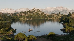 3D Lake Mountain scene