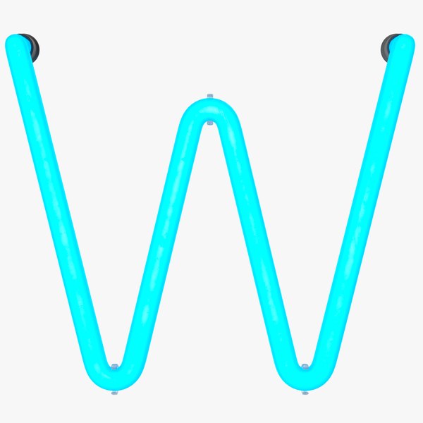 neon letter w alphabet 3D model