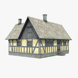 medieval half-timbered house 3d model