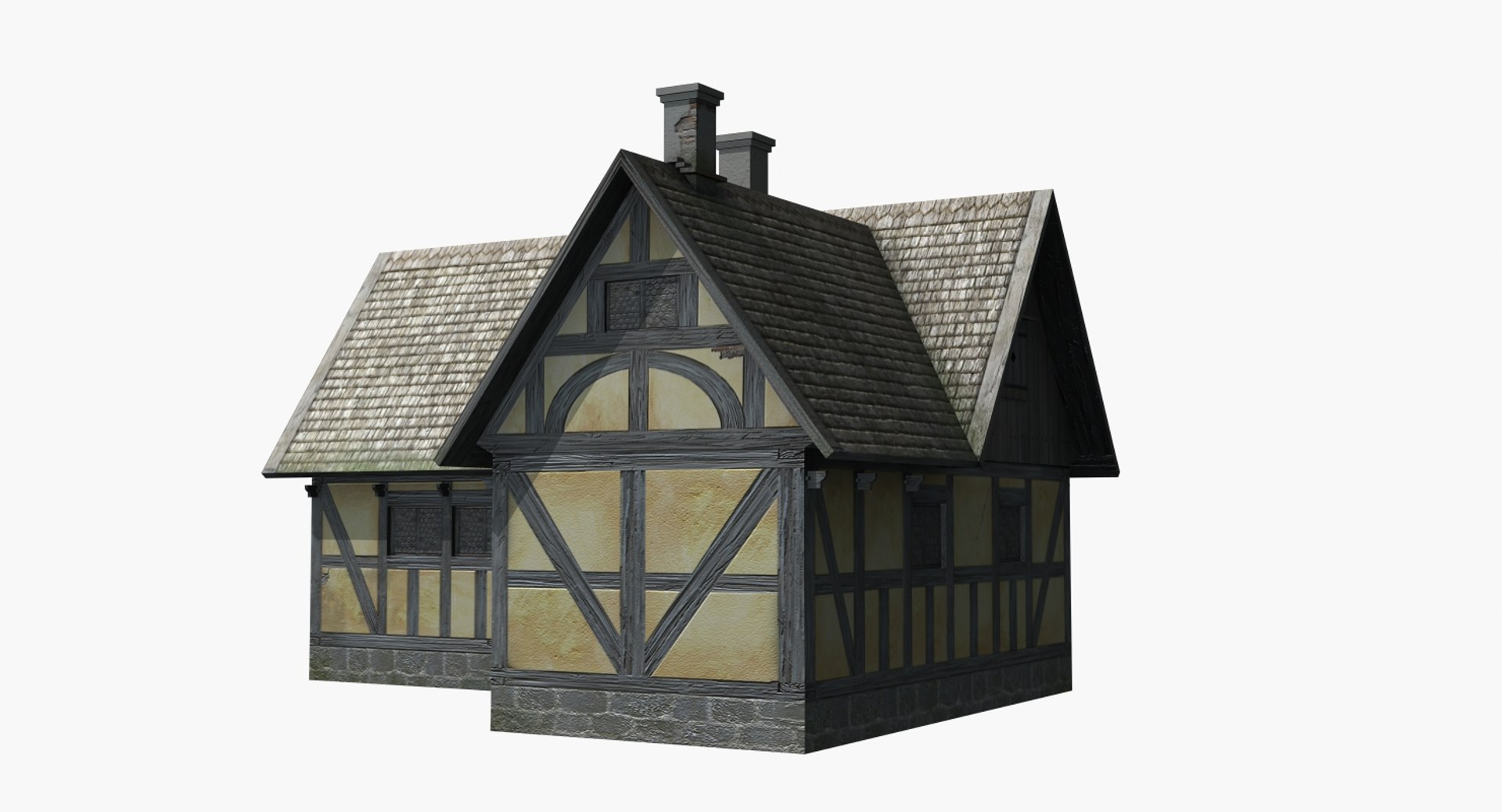 medieval half-timbered house 3d model