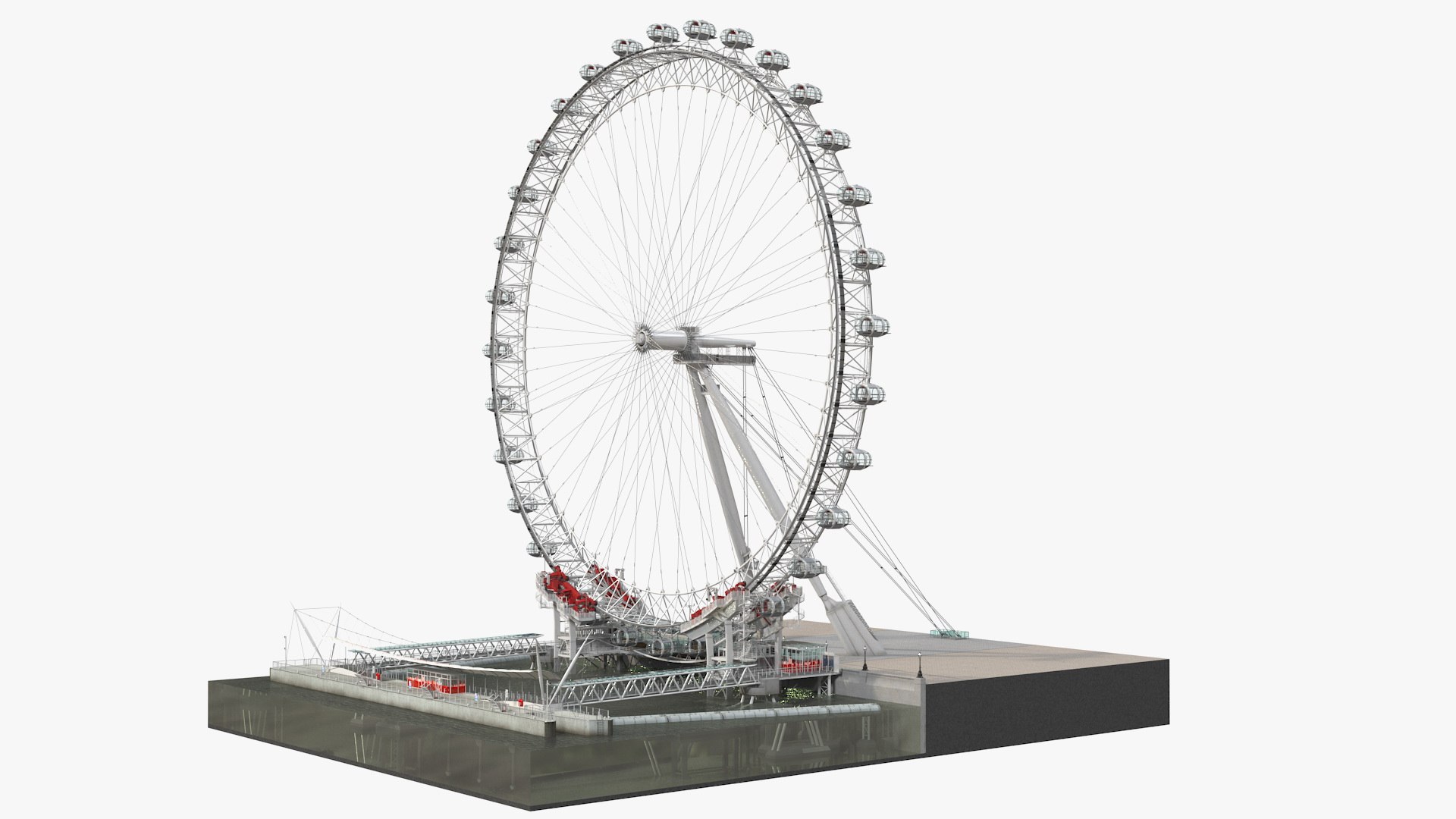 London Eye Millennium Wheel Rigged 3D model preview