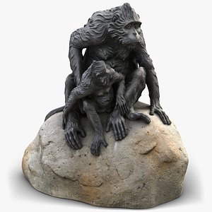 3D sculpture monkeys rock