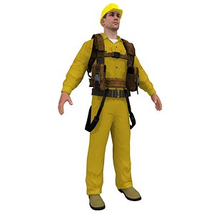 3d construction worker man model