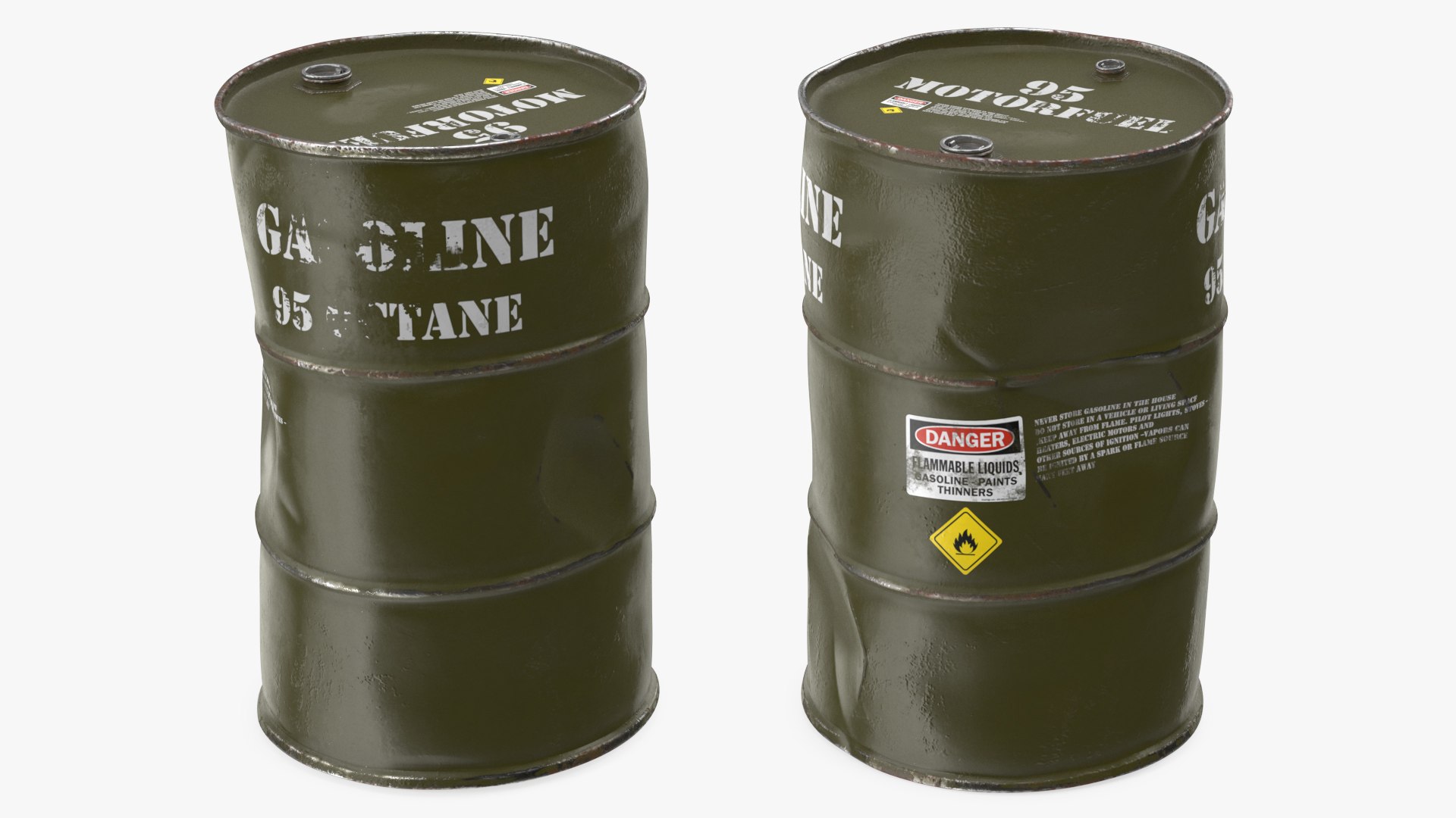 Old Gasoline 95 Octane Metal Barrel 3D model preview