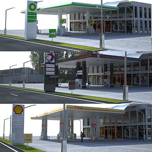 gas stations bp 3D model
