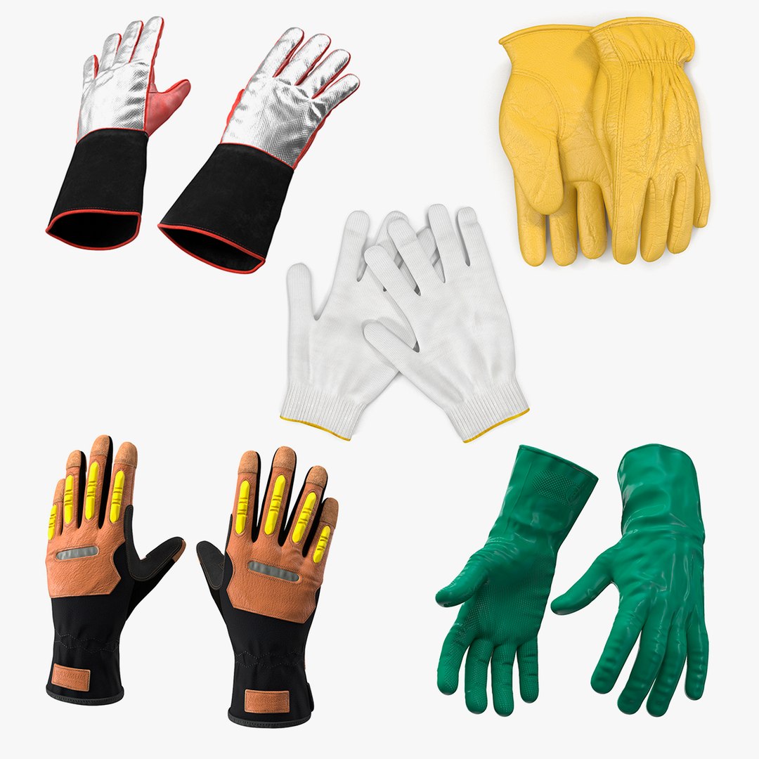 Work Gloves Collection 4 3D model preview