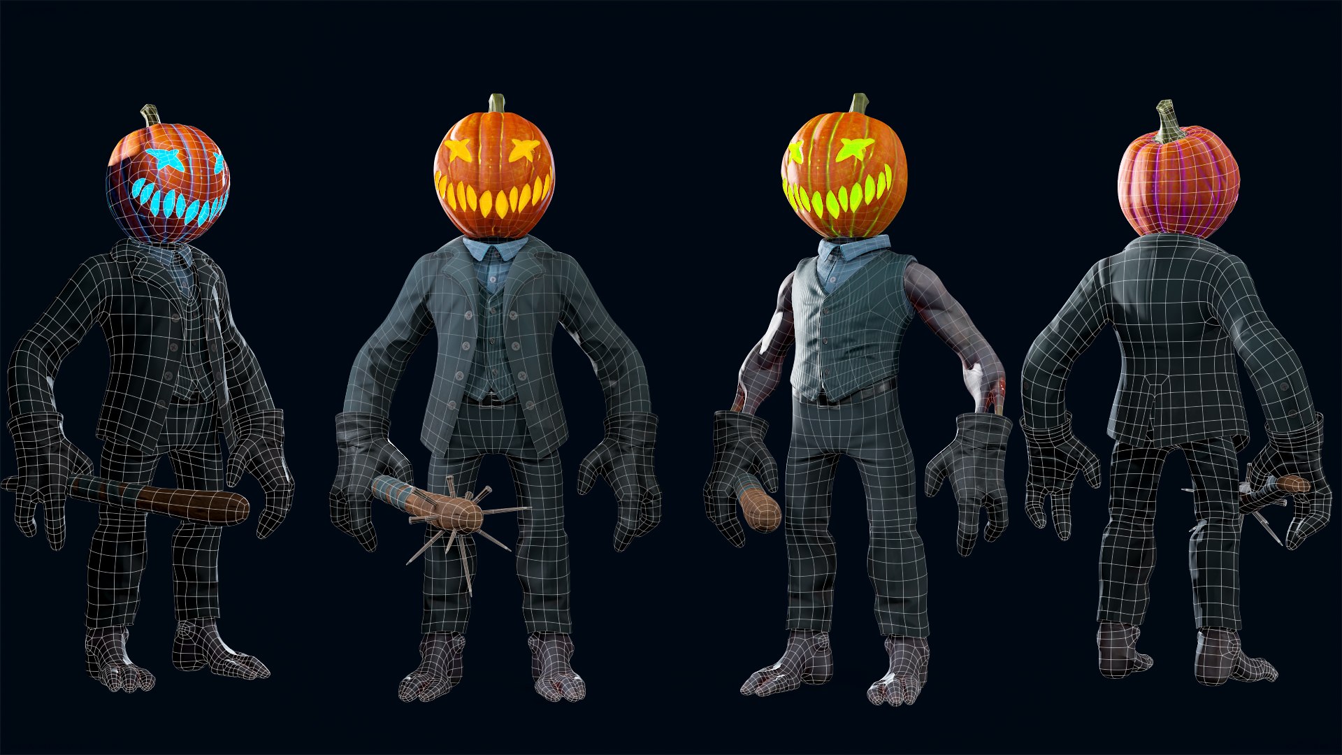 Pumpkin Costume - Rigged - Animated - Game Ready model 3D https://p.turbosquid.com/ts-thumb/78/arUCj3/Wu/wireframe/jpg/1681098345/1920x1080/fit_q87/77ac0a2ca231c0e41bfdcaf82ba8ba35590824b3/wireframe.jpg
