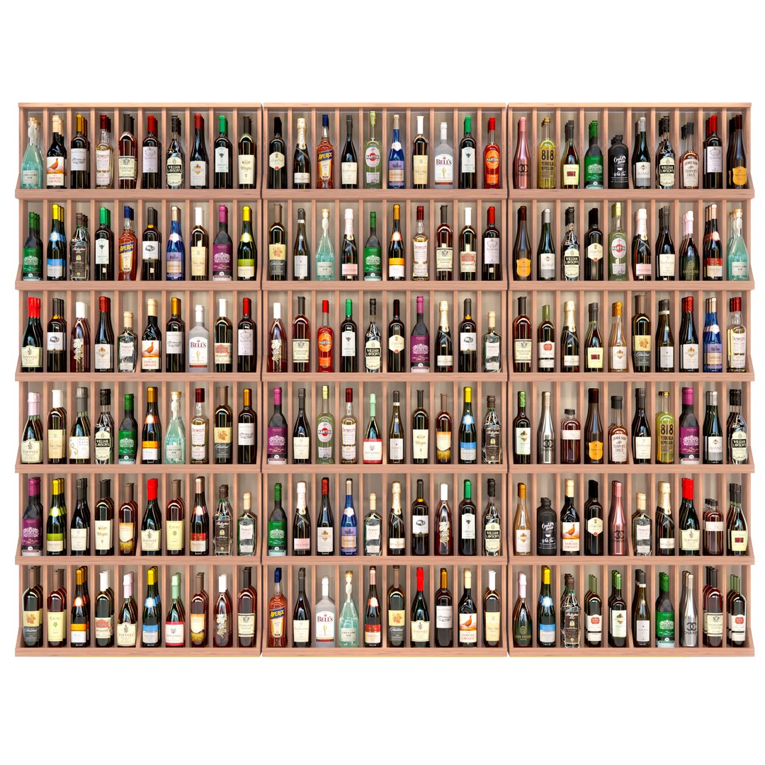 Large rack with different types of alcohol 3D model https://p.turbosquid.com/ts-thumb/78/dJsEXU/vx/1/jpg/1666620281/1920x1080/fit_q87/8aace6271a5368a9c0c4c2a84c993d6471ecd391/1.jpg