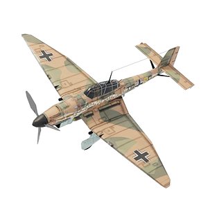 3D Junkers Ju-87 Stuka lowpoly WW2 bomber model