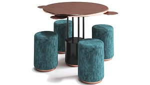 3D BURRACO TABLE and stools 2 by DE CASTELLI model