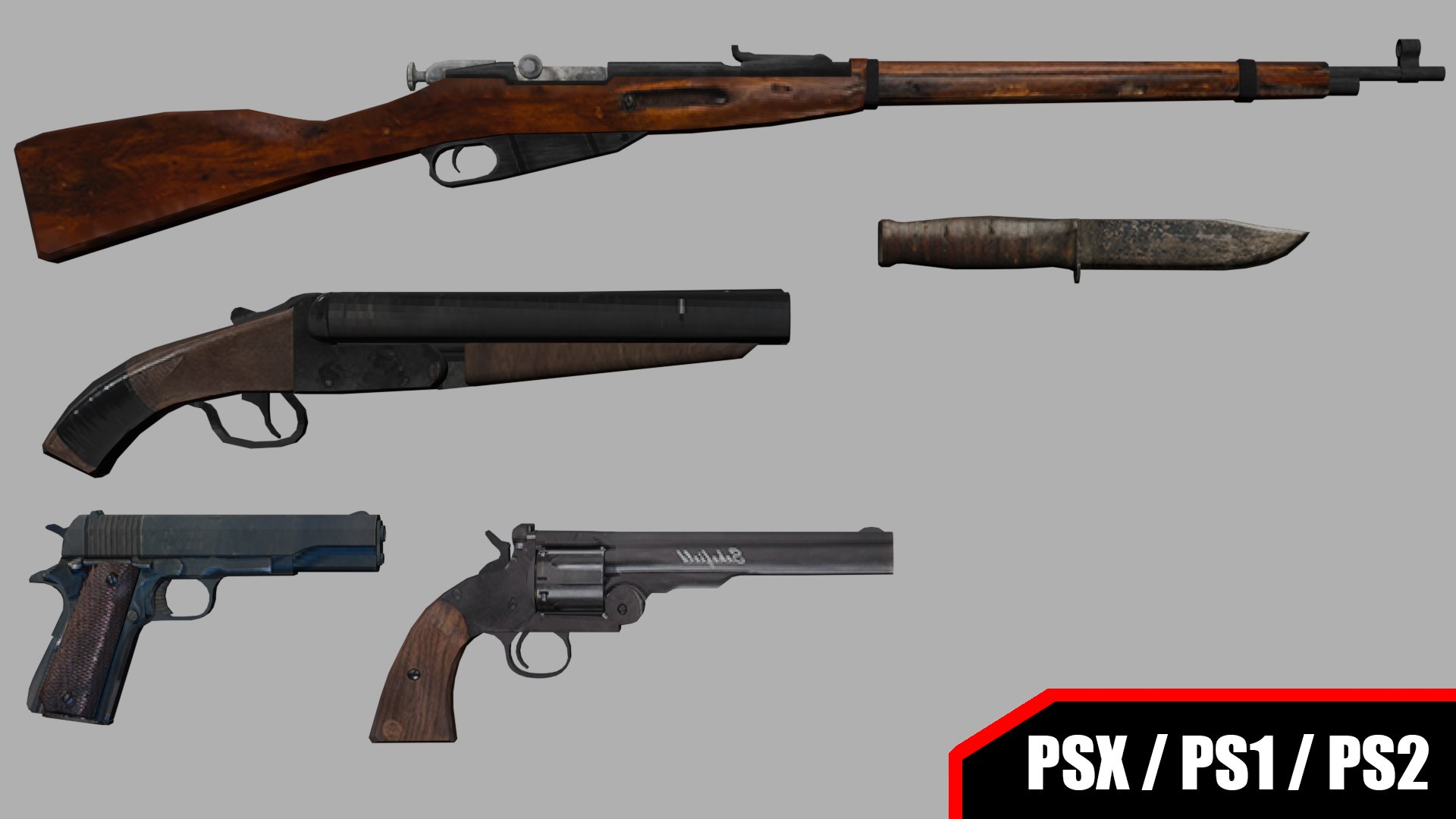 PSX - PS1 - Weapons Pack - Low Poly 3D - TurboSquid 2280424