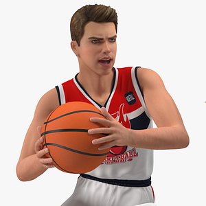 Teenage Boy with Basketball Ball Rigged for Cinema 4D 3D model
