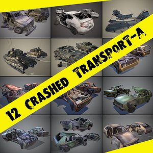 Pack1 of wrecked cars Low-poly