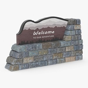 3D Park Entrance Stone Sign model