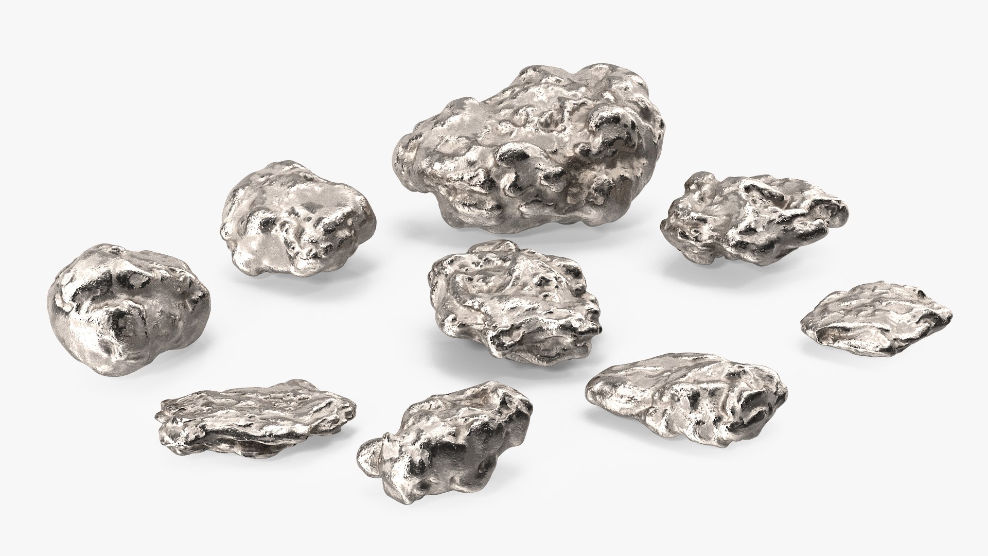 Metallic Minerals Silver Set 3D model preview