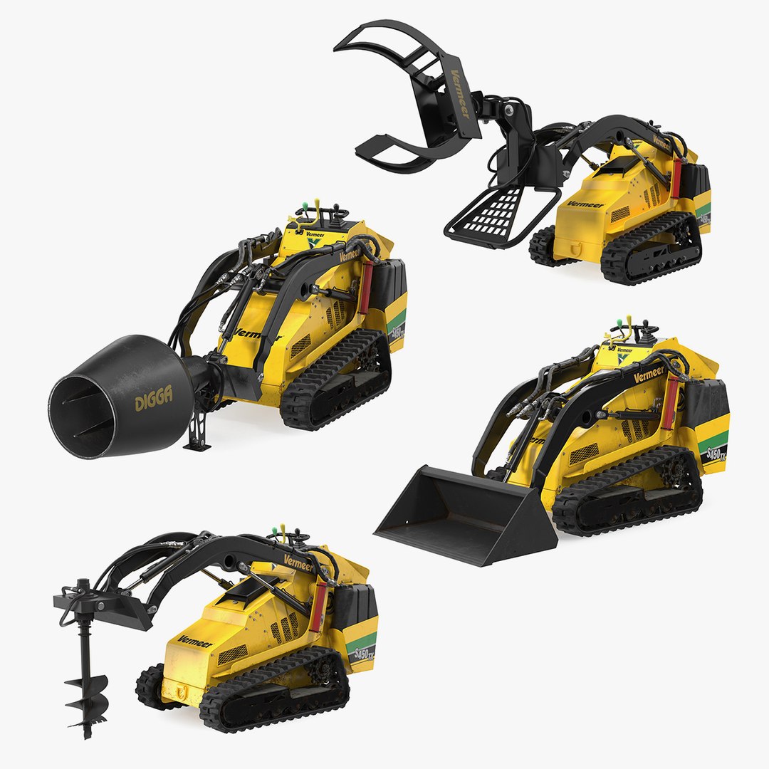 Mini Skid Steer Vermeer Rigged 3D Models Collection 3D model preview