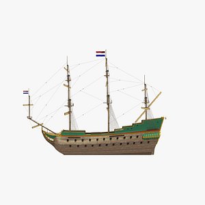 3D 17th-century dutch frigate model