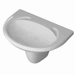 pedestal half wash basin 3D