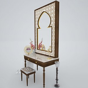 Dressing Table and Mirror 3D model 3D model