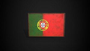 Old Picture Frame With Portugal  Flag - Game Ready PBR Low-poly 3D Model