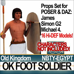 Props Set Poser Daz for Ancient Egyptian OK Foot Soldier