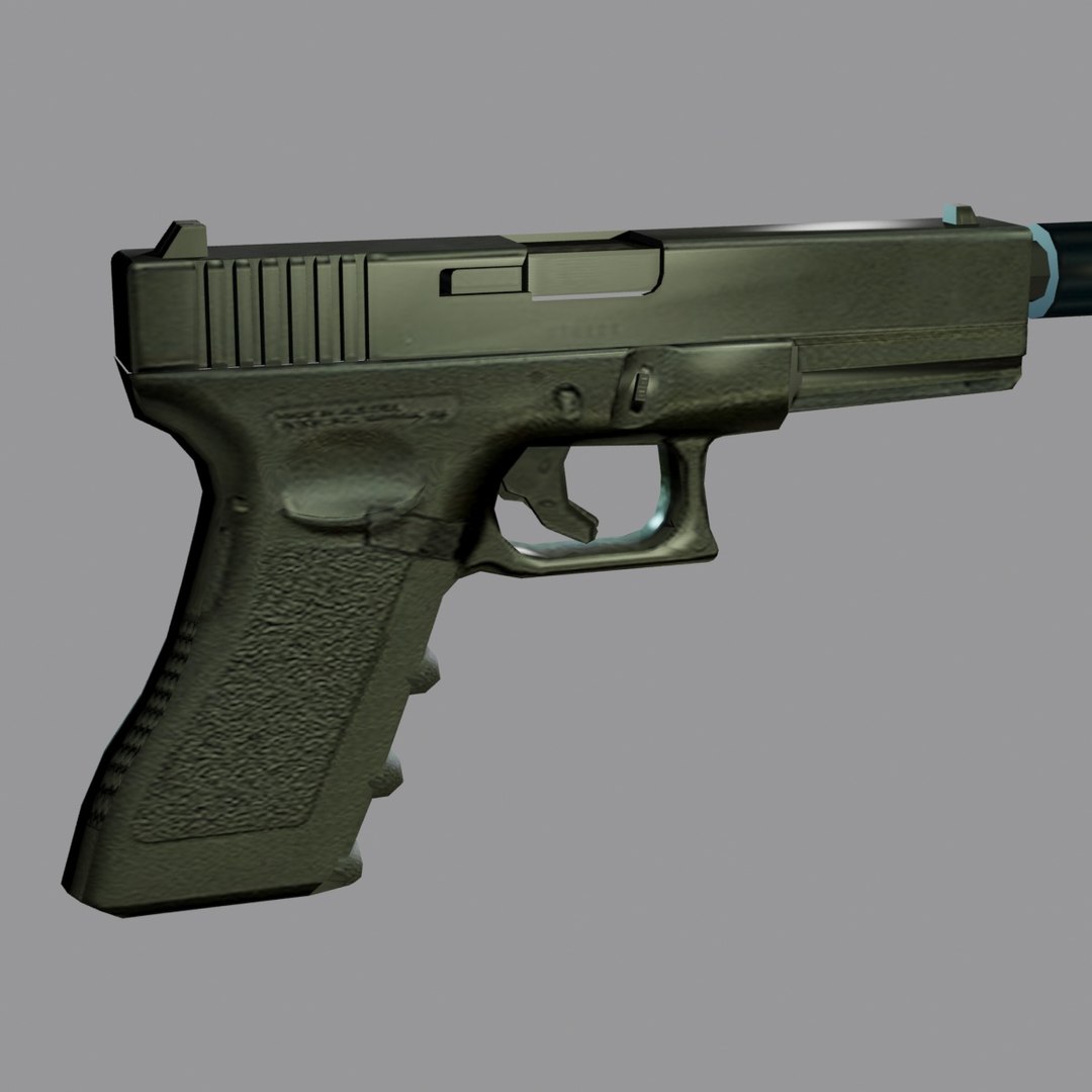 Silenced Glock 17 Pistol 3d Obj