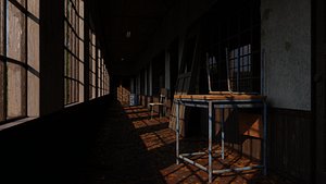 Abandoned School Hallway 3d Scene 3D model