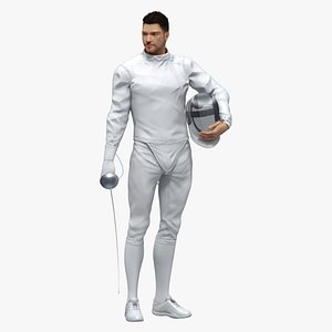 Male Fencer Epee Animated HQ Editorial License 3D model