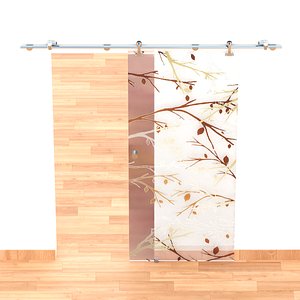 3D Sliding interior glass door