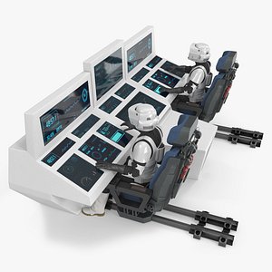 Spaceship Cockpit Interface With Seated Pilots White