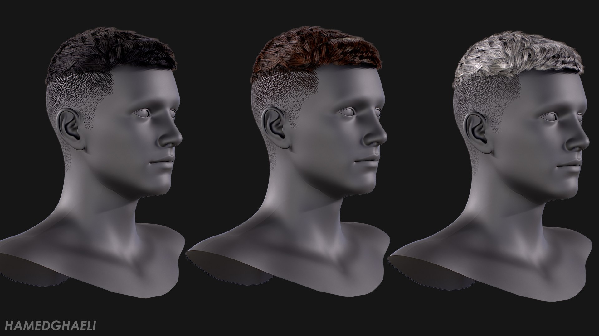 Real Time Hair Card Male Hairstyle 3D Model TurboSquid 2065182