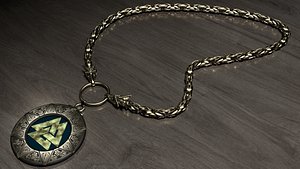 unique valknut necklace 3D