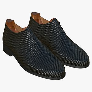 Realistic Shoes Black Leather Weave 3D model