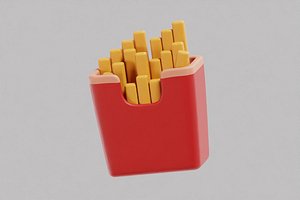 Cartoon French Fries 3D model