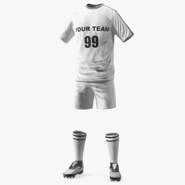 3D Soccer Uniform White Your Team