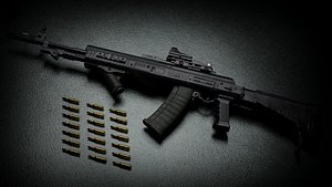 3D AKL 97 Rifle Low-poly
