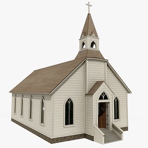 3D Low Poly Old Church With Interior PBR