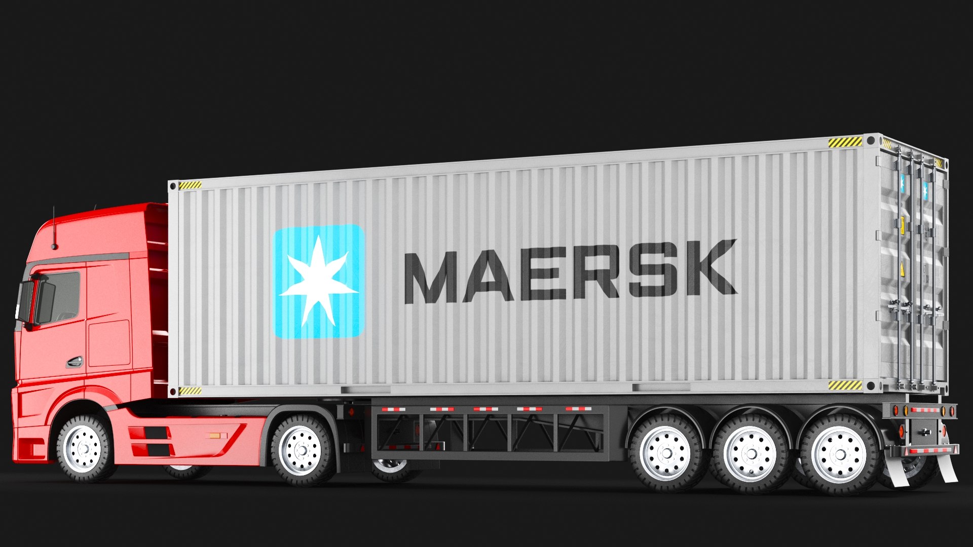 3D Detailed Container Truck Red - TurboSquid 2281386
