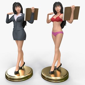 3D Anime Sexy Office Lady 3D Printing